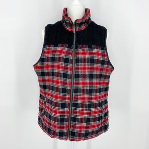 Bass Pro Vest Red Black Buffalo Plaid Flannel Knit Natural Reflections Brand